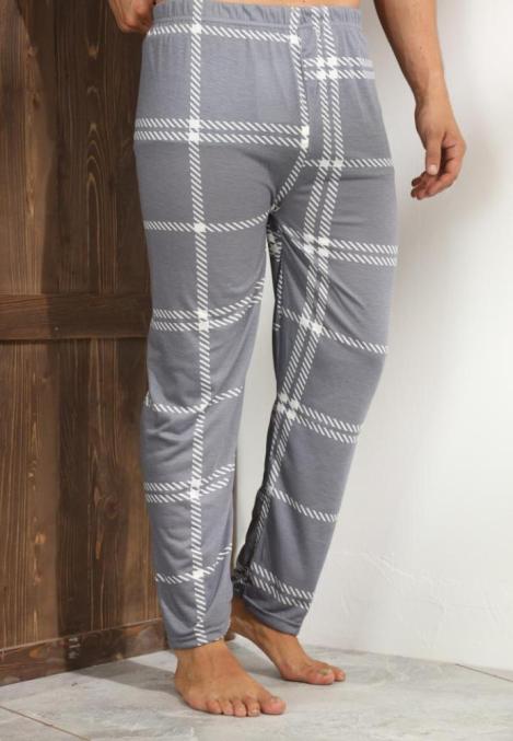 Pantaloni de Pijama Barbati Culoare Gri cu Alb,Engros,Engros